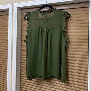 Olive green ANA sheer tank/blouse. Looks great with jeans! NWOT.